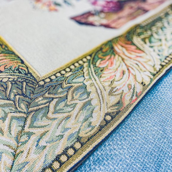 Vintage G.R.H. Large Woven Wall Tapestry Hanging Vibrant Floral Victorian Style - Picture 7 of 15